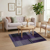 Purple Grey Block Geometric Area Rug
