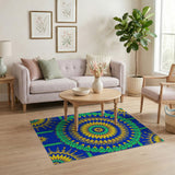 Navy Blue Sunburst Mandala Area Rug