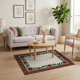 Multi-color and Patterns Ornate Red Floral Border Area Rug