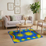 Vibrant Yellow Suns Rainbow Kids Area Rug