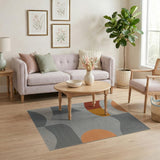 Modern Geometric Abstract Orange Grey Area Rug