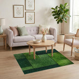 Multi-Tone Green Geometric Shag Rug