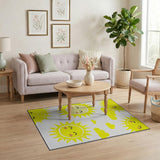 Cheerful Cartoon Sun and Cloud Kids Rug