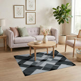 Black and White Monochrome Geometric Diamond Area Rug