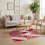 Red Geometric Modern Bold Red Wavy Geometric Area Rug