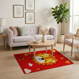 Cute Cartoon Lion ABC Kids Area Rug