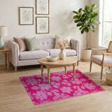 Vibrant Pink Floral Area Rug