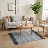 Modern Grey Striped Flatweave Area Rug