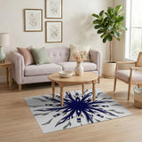 Navy Snowflake Geometric Geometric Modern Area Rug