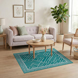 Teal Geometric Lattice Modern Rug