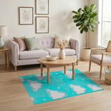 Dreamy Blue Sky Clouds Stars Kids Rug