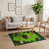 Whimsical Forest Stumps Meadow Kids Rug