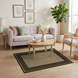 Black Framed Gold Greek Key Area Rug