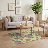 Pink Roses Floral Pattern Area Rug