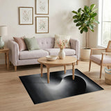 Modern Halftone Curves Black White Area Rug