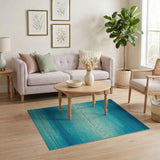 Teal Ocean Wave Gradient Area Rug