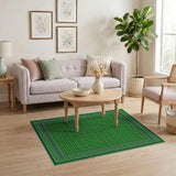 Emerald Green Diamond Motif Persian Area Rug