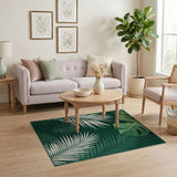 Green Lush Green Monstera Palm Leaf Area Rug