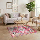 Distressed Vintage Pink Floral Distressed Vintage Area Rug
