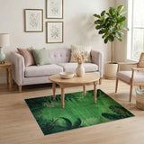 Distressed Green Palm Leaf Silhouette Rug