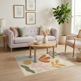 Abstract Beige Neutral Shapes Area Rug