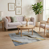 Luxe Grey Marble Gold Vein Abstract Area Rug