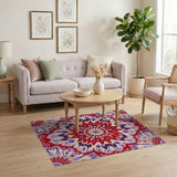 Vibrant Red Purple Mandala Area Rug