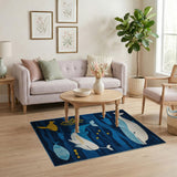 Playful Whale Ocean Kids Cartoon Area Rug