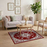 Traditional Persian Red Ornate Red Persian Area Rug with Floral Medallion