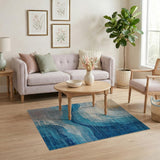 Blue Teal Wavy Abstract Blue and Teal Area Rug