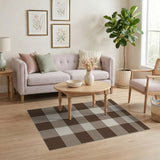 Brown Tan Checkered Plaid Farmhouse Rug