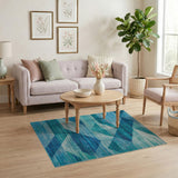 Geometric Modern Blue Teal Geometric Triangle Area Rug