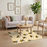 Bee Honeycomb Yellow Kids Area Rug