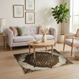 Brown and Tan Ornate Mandala Persian Area Rug