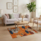 Vibrant Orange Lotus Pond Area Rug