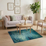 Tranquil Teal River Landscape Area Rug