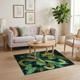 Green Gold Abstract Paint Brush Splash Rug