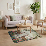 Twin Spotted Deer in Pink Woodland Forest Rug