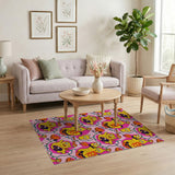 Playful Cartoon Duck-Cat Garland Area Rug