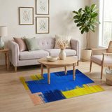 Navy Blue and Sunny Yellow Geometric Abstract Rug