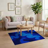 Wavy Blue Abstract Abstract Area Area Rug