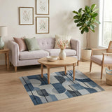 Abstract Blue Geometric Modern Area Rug