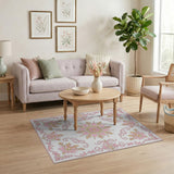 Pink Gold Floral Medallion Area Rug