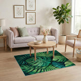 Lush Monstera Palm Leaf Green Area Rug