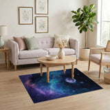 Mystical Night Sky Area Rug with Moon Stars Nebula