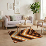 Chevron Geometric Brown Tan Area Rug