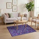 Vibrant Purple Heritage Tribal Geometric Area Rug