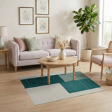 Teal Striped Block Geometric Area Rug