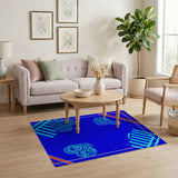 Teal Knotwork on Blue Abstract Area Rug