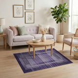 Purple Purple Geometric Grid Modern Area Rug